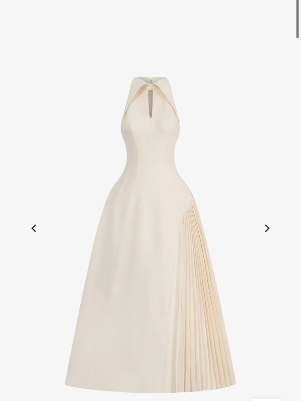 NWT CiCi Charlene Halterneck Pleated Midi Dress Ivory Cream Size Medium M